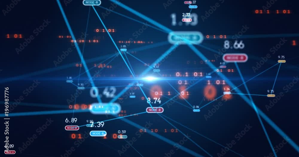 futuristic infographic of data connections and global network represent Big data concept and node base programming,4k seamless loop