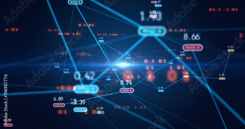 futuristic infographic of data connections and global network represent Big data concept and node base programming,4k seamless loop
