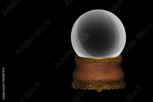 Big glass vintage ball black isolated