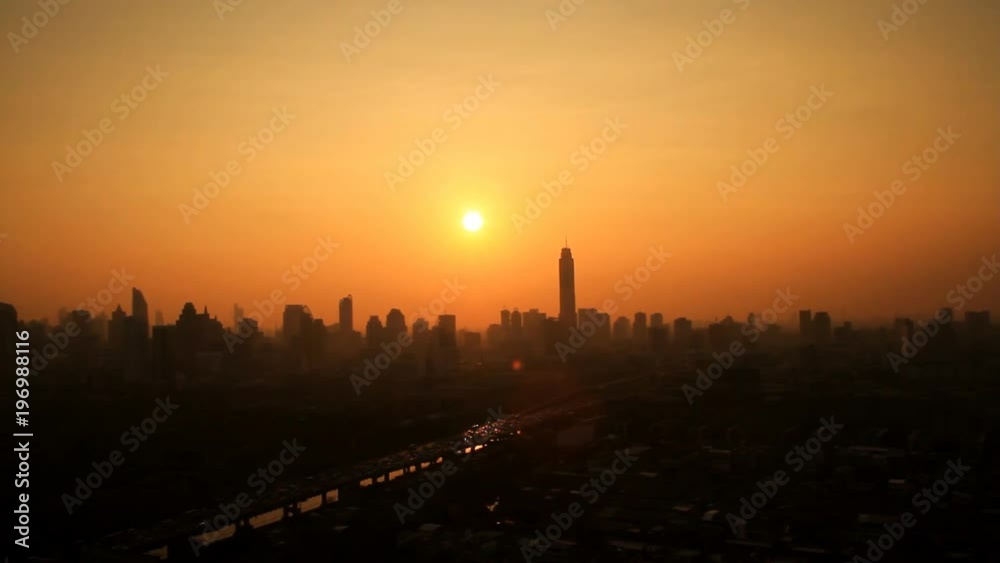 Bangkok city silhouette against the sky on a sunset. Bangkok city silhouette against the sky on a sunset.