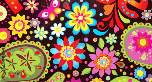 Buntes Retro Blumen Muster