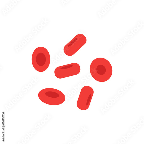 Flat red blood cells icon. Medical biological heart vein and circulatory system health symbol. Healthcare medicine laboratory tests object. Vector isolated background illustration