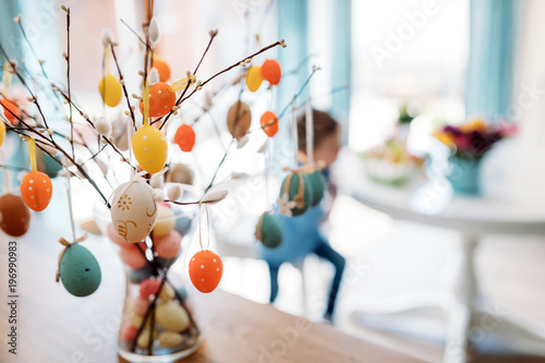 Easter eggs painted in pastel colors