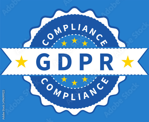 GDPR Banner Button blau Hintergrund General Data Protection Regulation