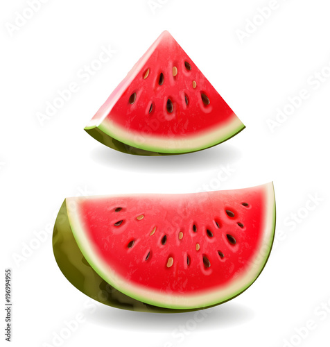 Watermelon realistic icon illustration, vector