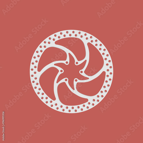 Vector illustration of a bicycle brake disc isolated on a colored background.