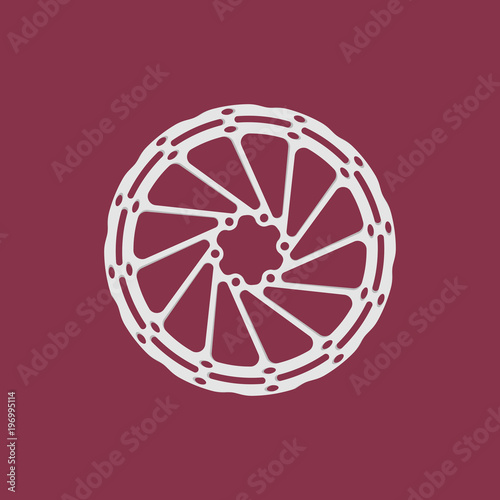 Vector illustration of a bicycle brake disc isolated on a colored background.