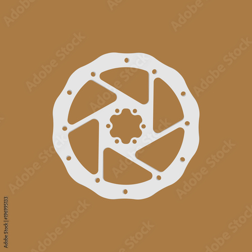 Vector illustration of a bicycle brake disc isolated on a colored background.