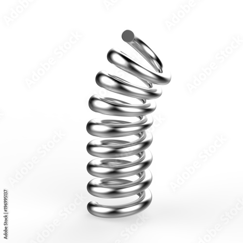 Steel spring on isolated white background, 3d illustration