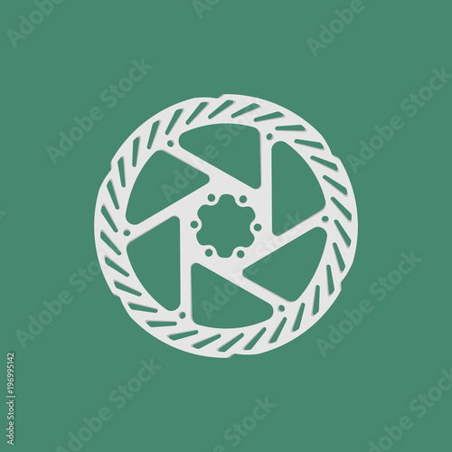 Vector illustration of a bicycle brake disc isolated on a colored background.