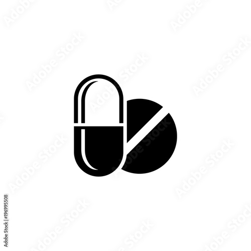 Free Download Pills. Flat Vector Icon. Simple black symbol on white background - GFXLoad