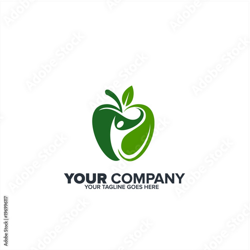 Abstract green apple icon for diet, healthy and many graphic template