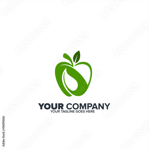 Abstract green apple icon for diet, healthy and many graphic template
