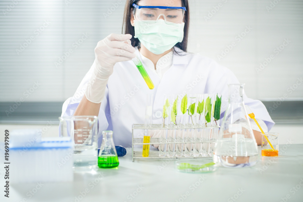 Biotechnology concept with scientist in lab Biotechnology concept with scientist in lab