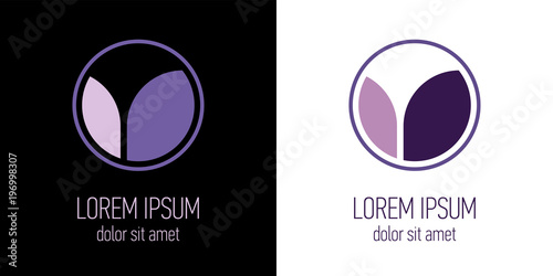 Lilac petals in circle. Sign of company. Brand. Icon Symbol