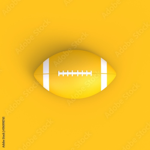 American football abstract minimal yellow background, Sport concept, 3d rendering