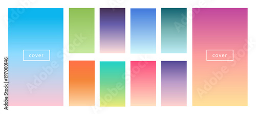 Pastel, tender color gradient backgrounds. Screen vector design for mobile app. Soft color abstract gradients.