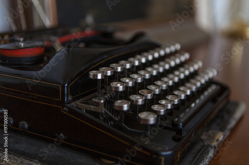 Old typewriter in antique photography vintage simulated