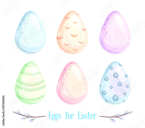 Happy easter kit of watercolor eggs. hand drawn watercolor illustration. Vector illustration