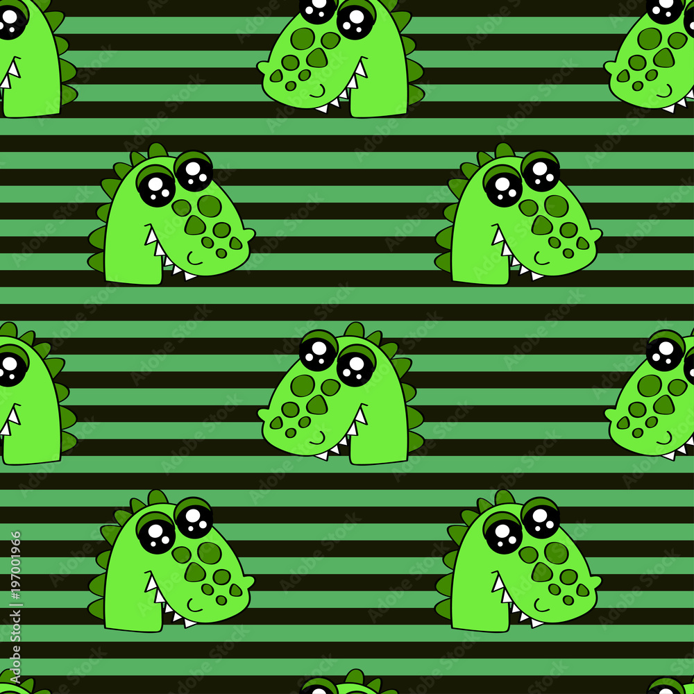 Obraz premium Cute kids crocodile pattern for girls and boys. Colorful crocodile on the abstract pattern create a fun cartoon drawing. The crocodile pattern is made in pastel colors. Urban backdrop for textile