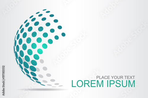 Logo stylized spherical surface with abstract shapes