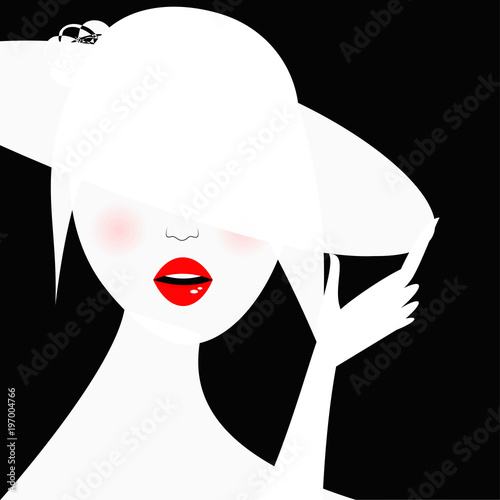 Donna con cappello bianco