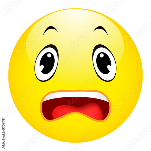 Scared yellow smile with her mouth open