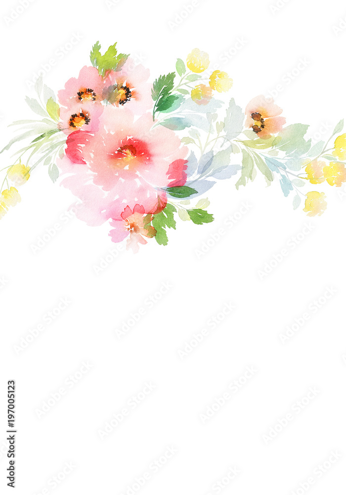 Greeting card with watercolor flowers handmade. Greeting card with watercolor flowers handmade.