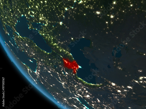 Azerbaijan at night from orbit