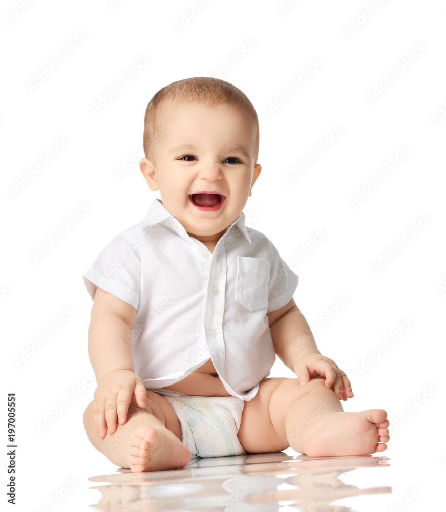 7 month infant child baby boy kid toddler sitting in white shirt 7 month infant child baby boy kid toddler sitting in white shirt