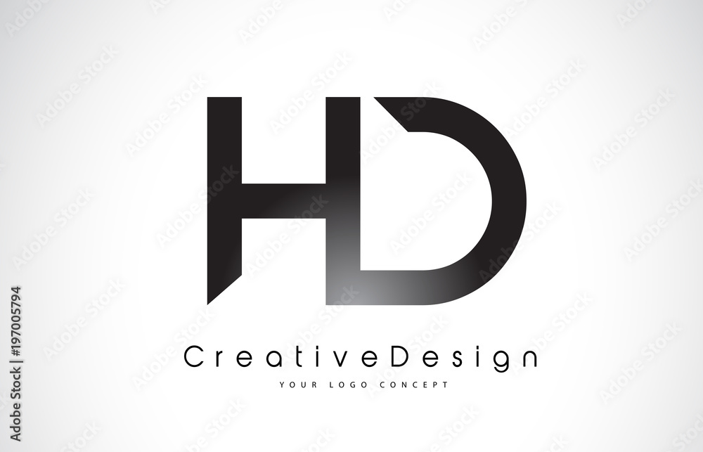 Fototapeta premium HD H D Letter Logo Design. Creative Icon Modern Letters Vector Logo.