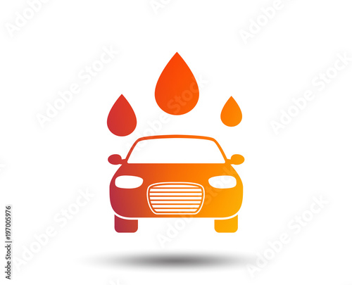 Car wash icon. Automated teller carwash symbol. Water drops signs. Blurred gradient design element. Vivid graphic flat icon. Vector