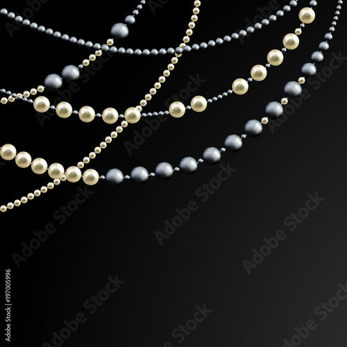 Pearl. Decoration. Threads. Jewelry. Beads. Black. White. Border. Fashion. Luxury.