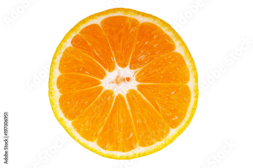 Orange slice (half) on a white background.