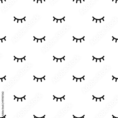 Seamless pattern with cartoon eyelashes. Closed woman eyes on white background. Cute design. Vector © chereliss