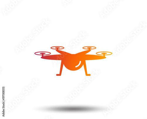 Drone icon. Quadrocopter symbol. Blurred gradient design element. Vivid graphic flat icon. Vector