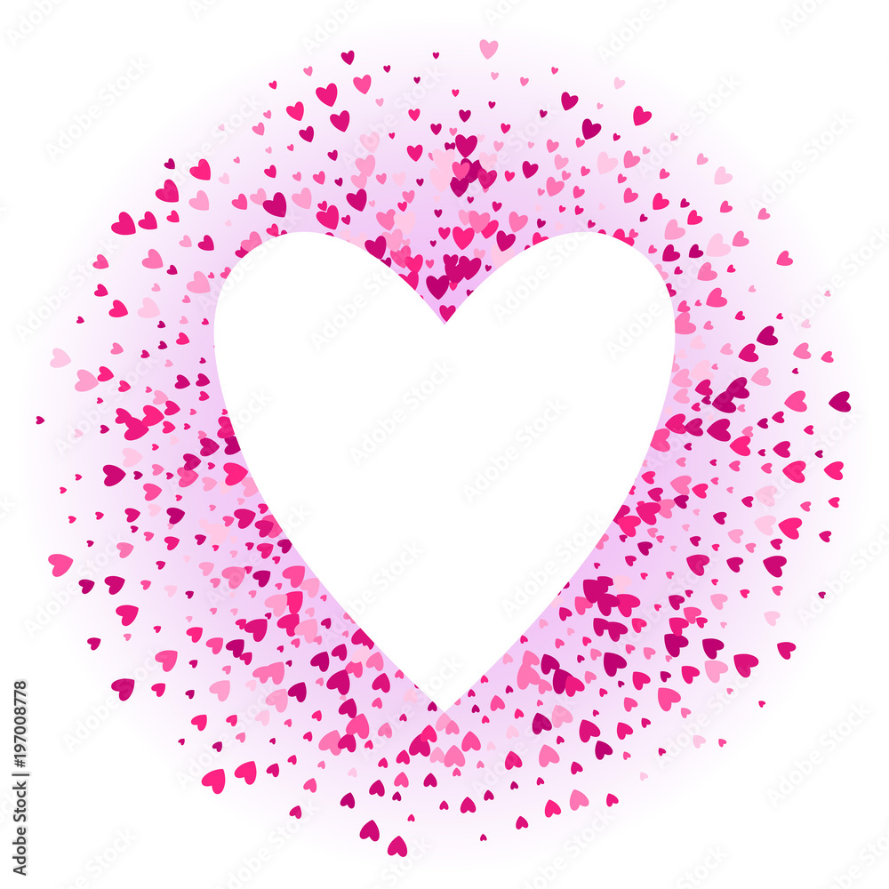 Pink hearts sequins glitter background template.