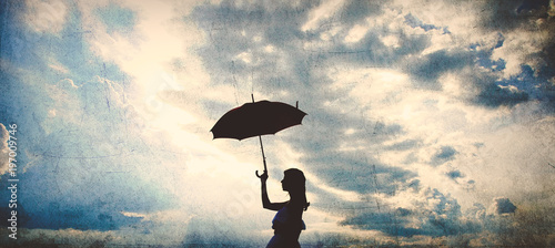Silhouette of Girl with umbrella