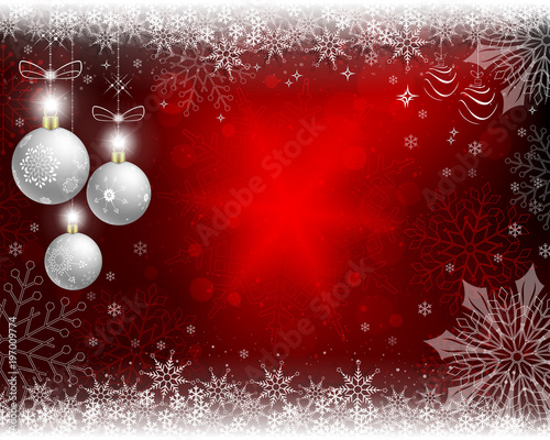 Christmas red background with white balls.