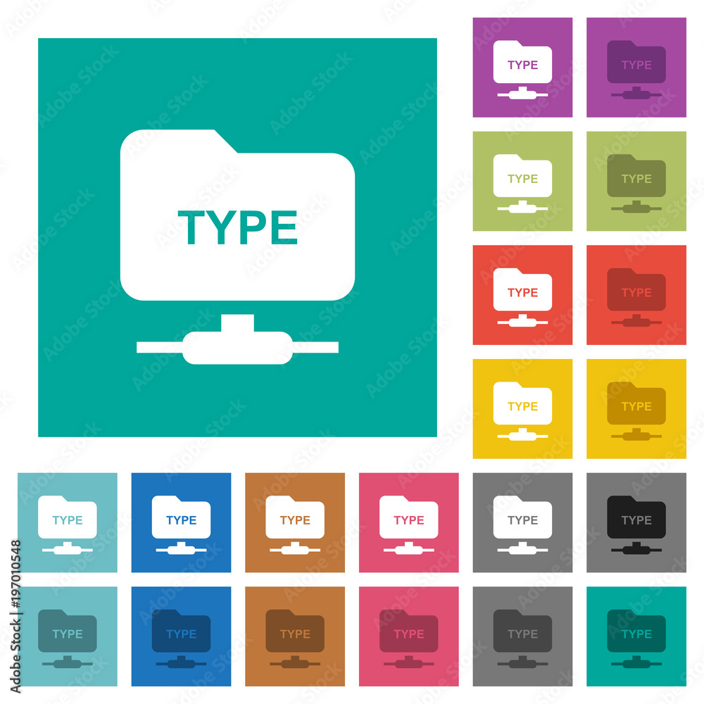 Set FTP transfer mode square flat multi colored icons Set FTP transfer mode square flat multi colored icons