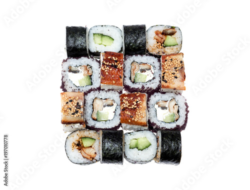 Sushi roll isolated on a over white background