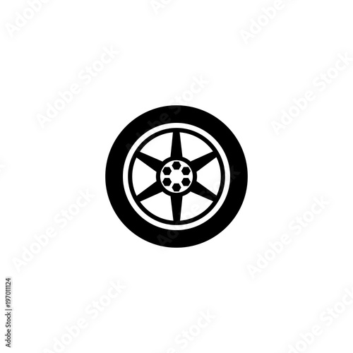Car Wheel. Flat Vector Icon. Simple black symbol on white background
