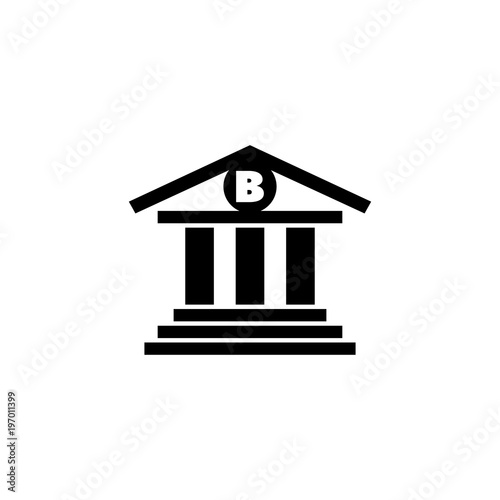 Bank Building. Flat Vector Icon. Simple black symbol on white background