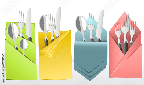 Elegant cutlery in decorative napkin