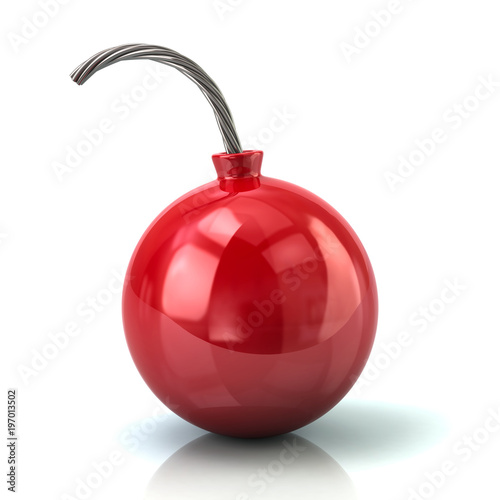 Red bomb icon 3d illustration on white background