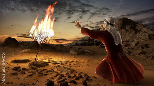 Canvastavla Moses and the burning bush