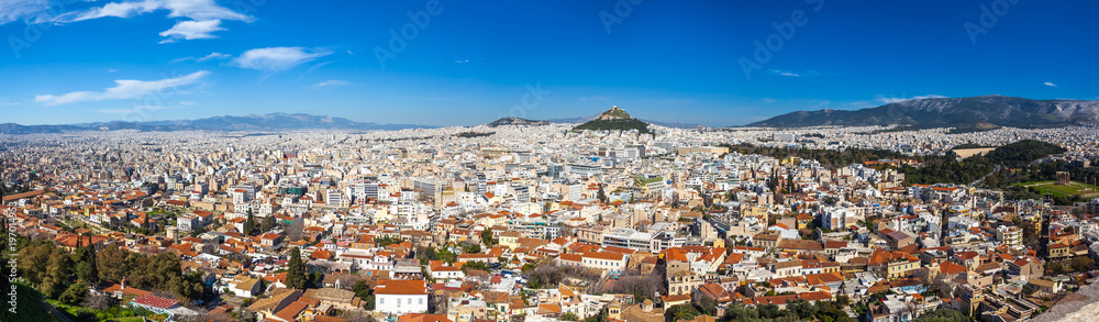 Panoramic view of Athens from Acropolis hill, sunny day