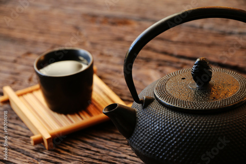 teapot oriental Style on Old wood table