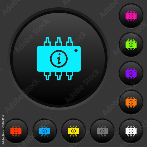 Hardware info dark push buttons with color icons