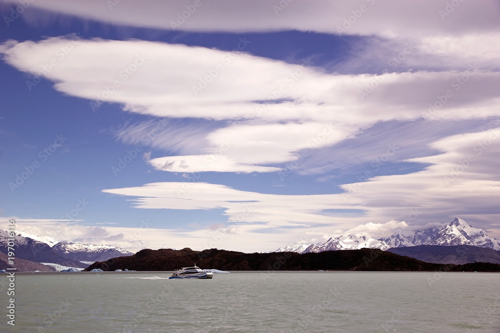 Tourist boat in the Argentino Lake, Argentina